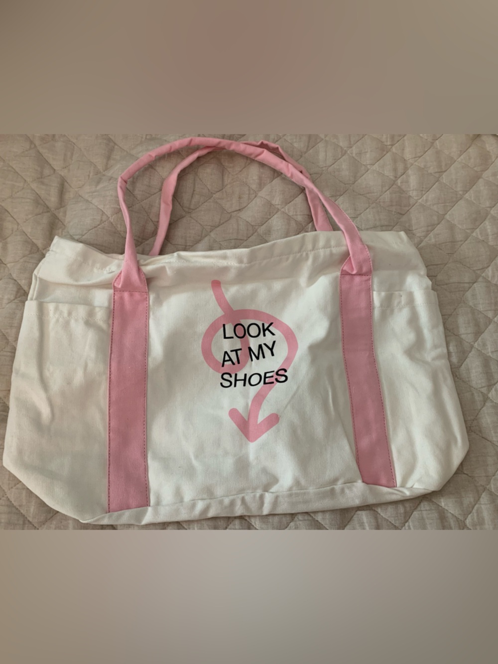 New DSW Canvas Tote with Pink Straps - Picture 3 of 4